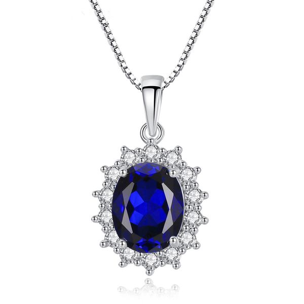 Collier Sapphire S925 Silver Micro Set Zircon Pigeon Egg Gemstone Pendant Collier Europe Femmes Chaîne de collier Bijoux haut de gamme Bijoux de mariage Gift pour la Saint-Valentin SPC