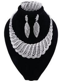 Nouveau nigérian des accessoires pour femmes de mariage nigérian ensemble de bijoux entièrement déclaration de bijoux de marque Dubai Silver plaqué de bijoux 4224298