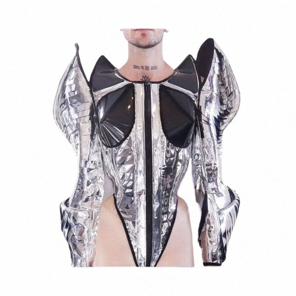 Nouvelle discothèque miroir danse Gogo Performance Sier Armor vêtements lentille technologie femmes Bar vêtements Drag Queen Costume ensemble 0163 #