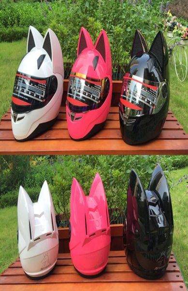 Nuevo casco de motocicleta Nitrinos para hombres y mujeres Casco con oídos de gato8210292