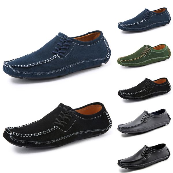 Nuevos zapatos de guisantes perezosos suaves para hombres que no son de marca blanco negro gris marrón moda al aire libre pedal cuero zapatillas casuales hechas a mano