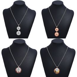 Nuevo NOOSA Plata Oro Metal Botón a presión Collares DIY 18 mm Botones a presión Joyería Bohemia ESPERANZA AMOR Collar de cadena larga para mujeres Niñas Regalo