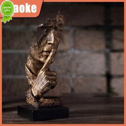 Nieuwe Nordic Eenvoudige Abstracte Sculptuur Beeldje Ornamenten Stilte Is Goud Statu Moderne Kunst Sculptuur Woondecoratie Kerstcadeau