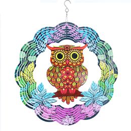 Nieuwe Noordse stijl Roterende wind Chime Home Garden Decoratie Kleurrijk hangende accessoires Forest Owl