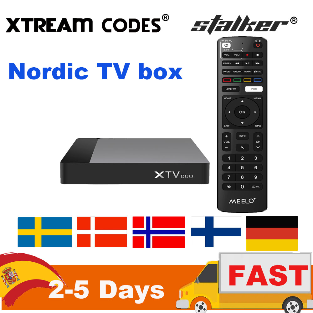 Nova caixa de TV nórdica meelo plus xtv duo xtream codes perseguidor android 11 amlogic s905w2 4k hdr 2gb 16gb smart media player europeu completo