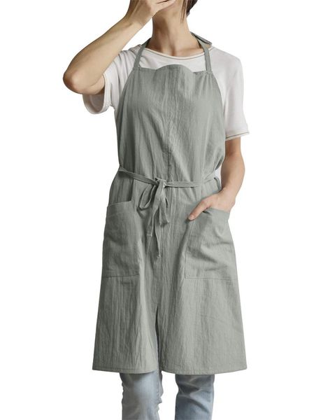 Nouveau vent nordique adulte unisexe coton lin tablier bavoir cafés et magasins de fleurs travail tabliers de nettoyage pour femme smock en gros LJ200815