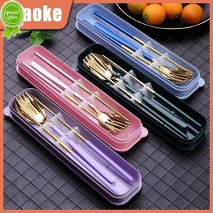 Nouveau pas sujet au vieillissement cuillère fourchette baguettes ensemble lisse et délicat vaisselle portable en acier inoxydable cuillère corps forgeage Durable