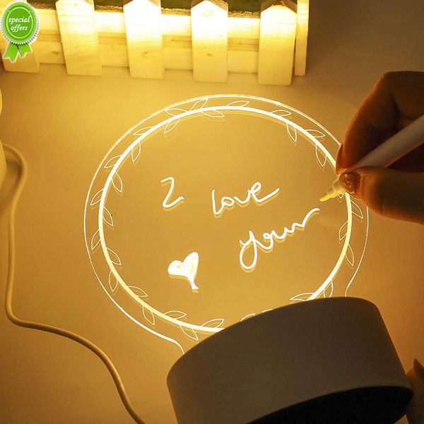 Nouveau tableau de notes créatif Led veilleuse USB Rechargeable babillard lampe de vacances avec stylo pour enfants cadeau décoration de la maison éclairage