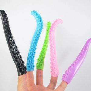 Nieuwe Nieuwe Plastic Vingerpop Verhaal Octopus Tentakels Speelgoed Siliconen TPR Kleine Vinger Speelgoed voor Kinderen Kinderen Zachte Mouw Zintuiglijke Hand modus Grappen Speelgoed Party DHL