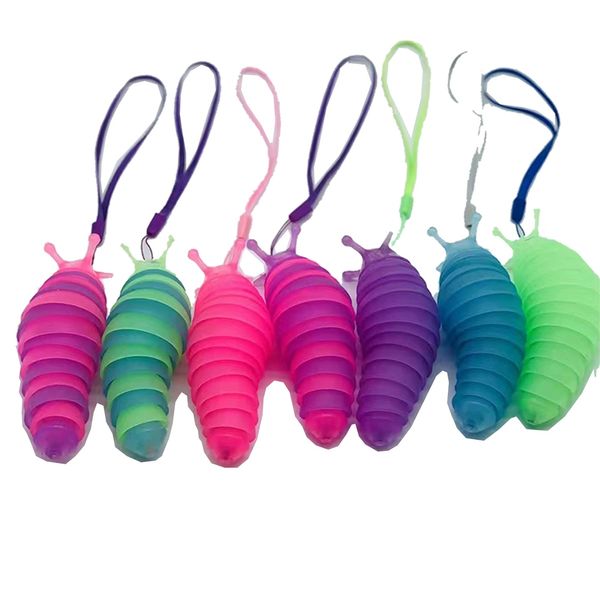 Nouvelle nouveauté Jeux Fluorescence Articulé Slug Flexible 3D Fidget Slugs Jouet pour Tous Les Âges Bureau Jouets Ornement De Bureau Enfants Cadeau 1229