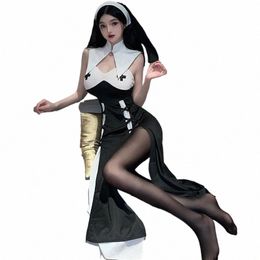 NIEUW NUN Sister Cross Role Play Pak Erotisch verleidelijk ondergoed Halen sexy lingries cosplay kostuum meid kostuum z1hm#