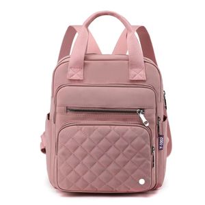 Nueva mochila de nailon para Europa y Estados Unidos, bolsa de gimnasia para mujer, línea de bordado a cuadros con diamantes, bolso cuadrado pequeño para hombro, mochila de mano de ocio a la moda