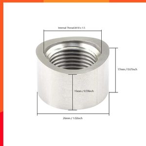 Nuevo Sensor de oxígeno O2 Acero inoxidable Tapón Tuerca Kit de tapa de montaje escalonado Tapón Tuerca Tapón Tuerca de banda ancha Ajuste Tapones de soldadura M18X1.5