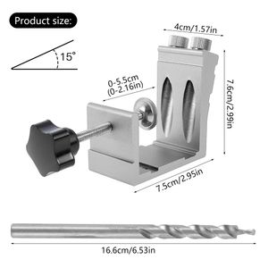 Nieuwe schuine gat Locator Woodworking Positioner Drill Bits Pocket Hole Jig Kit 15 graden Hoek boorgeleider Set timmerwerk gereedschap