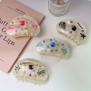 Nieuwe Oceaan Acetaat Klauw Clip Meisjes Mode Shell Patroon Krab Haar Clip Kleurrijke Zeester Haai Clip Haaraccessoires voor Vrouwen