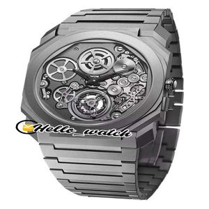 Nouveau Octo Finissimo Tourbillon 102937 Squelette Cadran Gris Miyota Automatique Montre Pour Homme Bracelet En Acier Titane Montres De Sport Bonjour wa2080