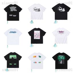 Nieuw van stijl Designer Luxe Offs Witheid Klassieke t-shirt Pijl Graffiti Claude Monet Schilderij Zijn Boot Gedrukt Zomer Trend sweatshirt Mode Heren Dames t-shirt