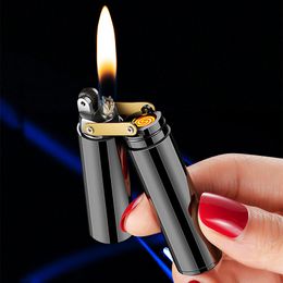 Nouveau briquet à silex Nunchaku à double usage huile-électrique rechargeable gonflé artefact de décompression du bout des doigts briquet à kérosène créatif cadeau