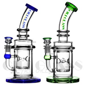 11 pulgadas Bong de vidrio Tuberías de agua Bongs Pipa para fumar hookha de color grueso con cuenco cúpula clavo Plataformas Aceite Dab Heady Rig Hitman Dabber