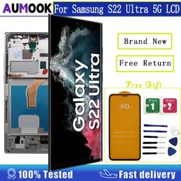 Nuevo OLED para Samsung Galaxy S22 Ultra 5G pantalla LCD montaje de digitalizador con pantalla táctil para Samsung S22U LCD con marco SM-S908B/DS piezas de repuesto