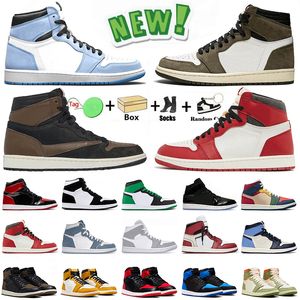 Nike Air Jordan Retro Travis Scott Off White With Box Jumpman 1 1s Mujer Hombre Zapatillas de baloncesto University Blue Mid High OG Hyper Royal Sneakers Trainers Sports