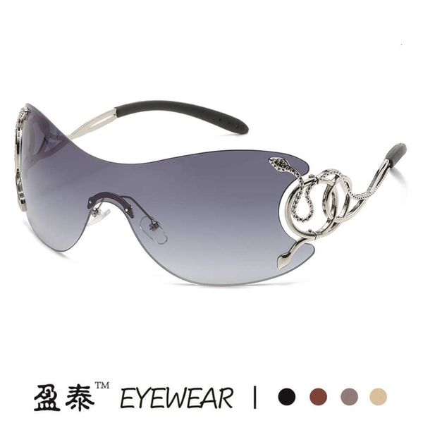 Nouvelles lunettes de soleil sans cadre en une seule pièce, Y2K personnalisés, lunettes en forme de serpent à la mode, jambes drôles, lunettes de soleil pour femmes