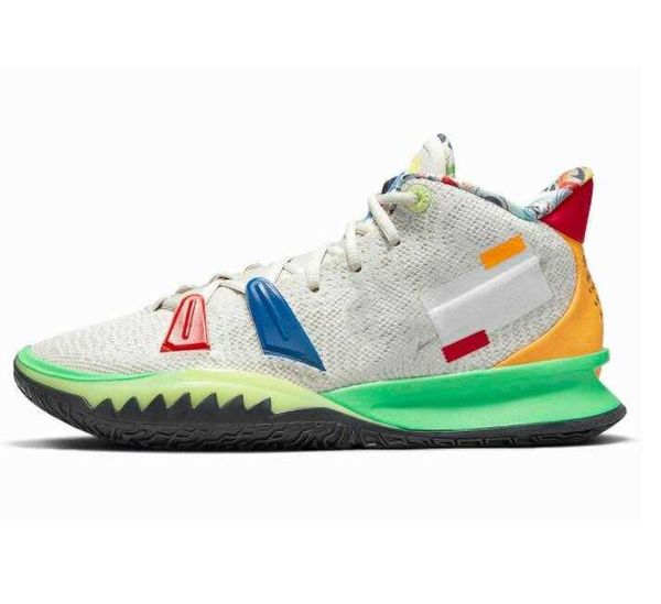 NOUVEAU One World 1 People Chip Light Bone Kyrie 7 chaussures de basket-ball pour hommes Kyries 5s éponge sable Créateur Hendrix Horus Rayguns Daybreak squidw