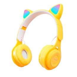 Nouvelle mode de célébrité en ligne style mignon Y08M oreilles de chat émettant de la lumière (pain cuit à la vapeur en forme d'oreille de chat) casque