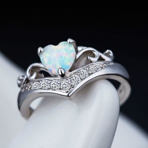 Opal Diamond Ring Heart Rings bagues de fiançailles de mariage pour femmes bijoux de mode cadeau volonté et sable