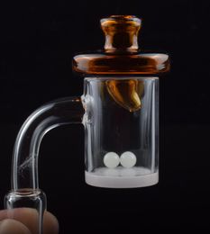 Nouveau Opaque Bas Quartz Banger Nail 10mm 14mm 18mm Mâle Femelle avec Verre Coloré UFO Carb Cap Terp Perle Insert Pour Bongs En Verre