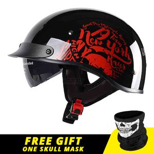 Nouveau visage ouvert rétro unisexe demi-moto moto casque casque casco moto capac taille m-xxl