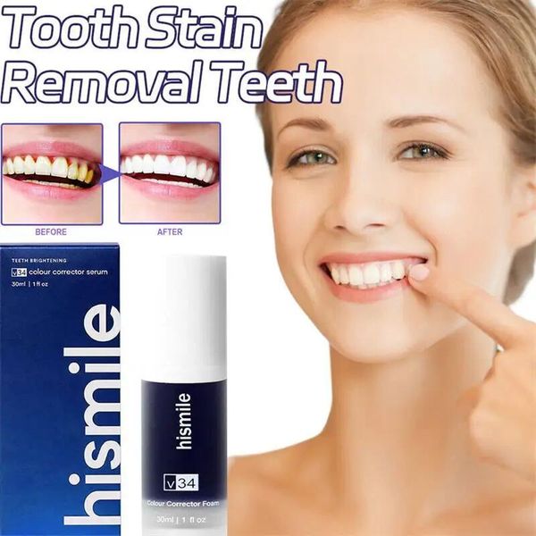 Nouveau produit de série de nettoyage buccal V34 dentifrice professionnel de blanchiment des dents haleine fraîche dentifrice jaune blanc violet