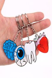 Nieuw orgel hart sleutelhanger hersenen tanden sleutelketen vrouwen en mannen schattige anime cartoon kinderen sleutelring cadeau porte clef1650387