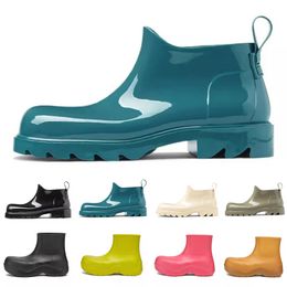 Bottega Puddle Stride Tobillo Botas de mujer Zapatos impermeables Plataforma Bota de PVC Botines de goma de lujo Aumento de altura lluvia hombres mujeres diseñador zapato azul