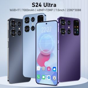 Nieuwe Originele S24 Ultra + Smartphone 5G 6.8HD 16G + 1T Dual Sim Mobiele Telefoons Android Mobiele telefoon Ontgrendeld 64MP 7000mAh Mobiele Telefoon