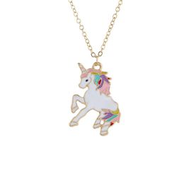 Nueva declaración Original esmalte unicornio caballo niños Collar colgantes mujeres cadena Collar joyería accesorios completo 8764557