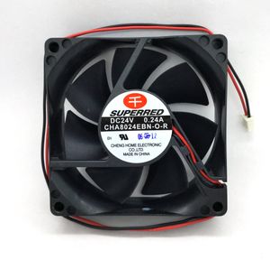 Nieuwe Originele SUPERRED CHA8024EBN-O-R DC24V 0.24A 80*80*25MM Dual Ball Bearing Inverter koelventilator