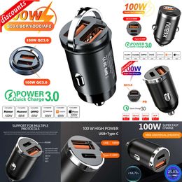 Nouveau Autre électronique automobile 100W PD Chargeur de voiture Type-C Charge rapide QC3 4.0 Double USB pour Iphone Huawei Xiaomi Samsung Charge rapide USB Mini chargeur de téléphone