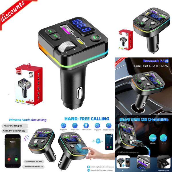 Nouvel autre électronique automobile Transmetteur FM Bluetooth Modulateur d'autoradio mains libres Lecteur MP3 PD Double USB 4.8A Adaptateur de charge rapide pour support de voiture Carte TF