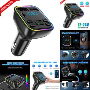 Nouvel autre électronique automobile Bluetooth 5.0 Transmetteur FM PD Type-C Double USB 3.1A Chargeur rapide Lumière ambiante colorée Lecteur modulateur MP3 mains libres