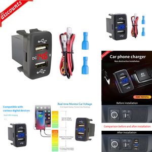 Nouveau autre électronique automobile chargeur rapide chargeur de voiture double port 12-24V 4.2A prise téléphone portable adaptateur USB voltmètre affichage prise de courant pour Toyota