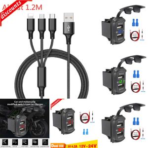 Nouveau autre électronique automobile chargeur de voiture universel 12V 24V 4.2A tension d'affichage double ports USB adaptateur automatique étanche chargeur QC3.0 pour Iphone Huawei Xiaomi