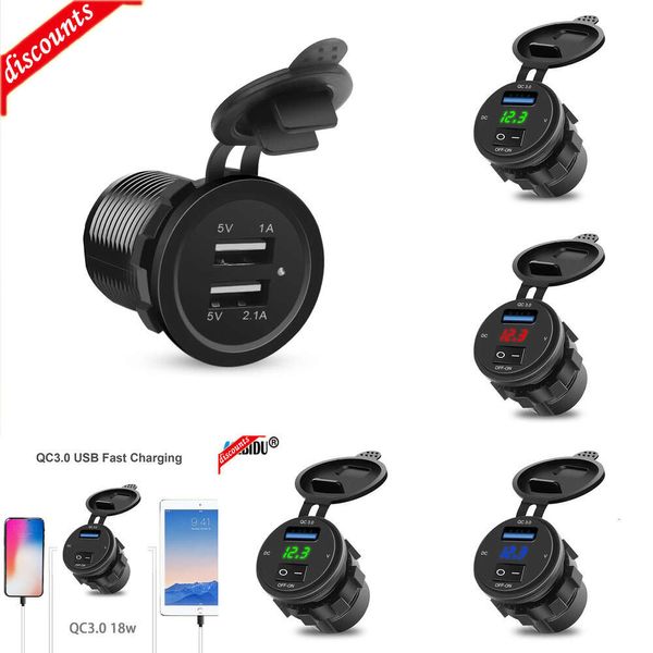 Nuevo Otras piezas de automóvil KEBIDU 18W Teléfono QC 3.0 Enchufe para cargador de automóvil Voltímetro con pantalla digital DC 12V-24V Enchufe de carga USB Interruptor de encendido y apagado para motocicleta