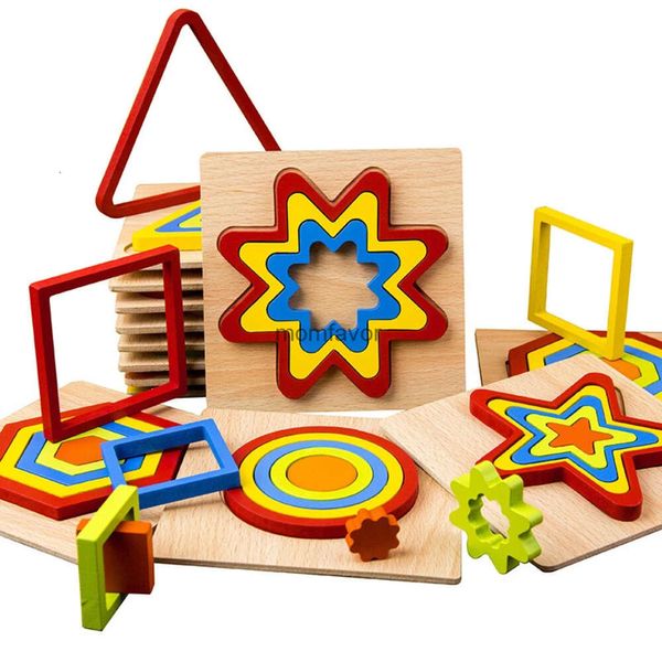 Nuevo Otros juguetes, 1 Uds., formas geométricas de madera, tablero de rompecabezas cognitivo, rompecabezas de madera 3D, juguetes para bebé Montessori, juguetes de aprendizaje