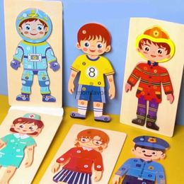 Nieuw Ander Speelgoed Baby Houten 3D-puzzels voor kinderen Kinderen Cartoon Nummer Karakter Carrière Cognitieve Jigsaw Bordspel Voorschoolse Educatief Speelgoed