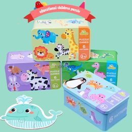 Nouveaux autres jouets enfants créatifs puzzle en bois boîte de fer maternelle bébé éducation précoce dessin animé trafic animal puzzle jeu interactif cognitif