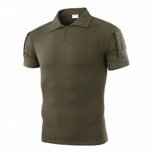 Nueva cámara al aire libre Combate Táctico Camoue Camiseta Uniforme militar Tops Estudiantes Ejército Entrenamiento Camisa de manga corta Azul marino T33f #