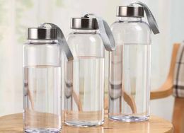 Nouveaux Sports de plein air bouteilles d'eau portables en plastique Transparent rond étanche voyage transportant pour bouteille d'eau Drinkware2608612