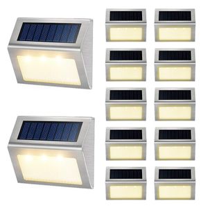 Nieuwe Outdoor Rvs LED Solar Pad Trap Lamp Waterdichte 3 LED Solars Deck Lights balkon Tuing Yard Fence Solar Light