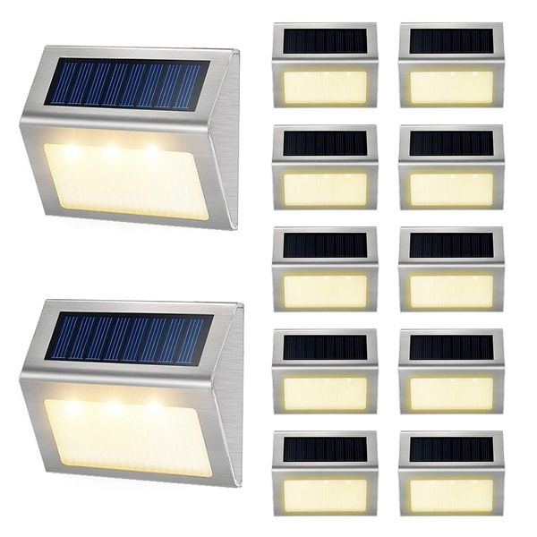 Nouveau étanchéité en acier inoxydable LED piste solaire lampe d'escalier imperméable 3 LED solaires lampes de pont balcon jardin clôture de jardin clôture lumière solaire